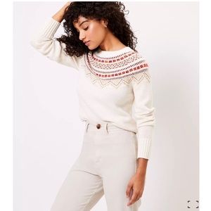 🌹HP🌹 LOFT Petite Shimmer Fair Isle Shirttail Sweater